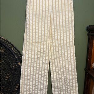 Express Cream and Yellow Striped Editor Pants